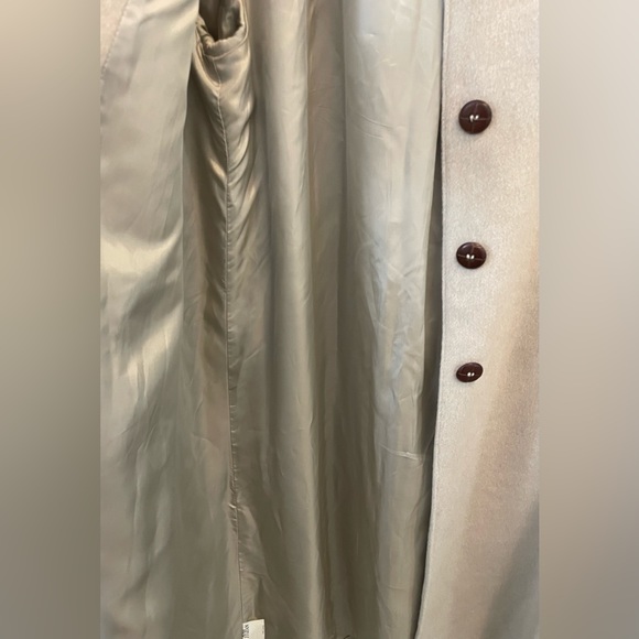 Nina Hazan Women's Wool Trench Coat Tan Button Closure - Picture 14 of 15